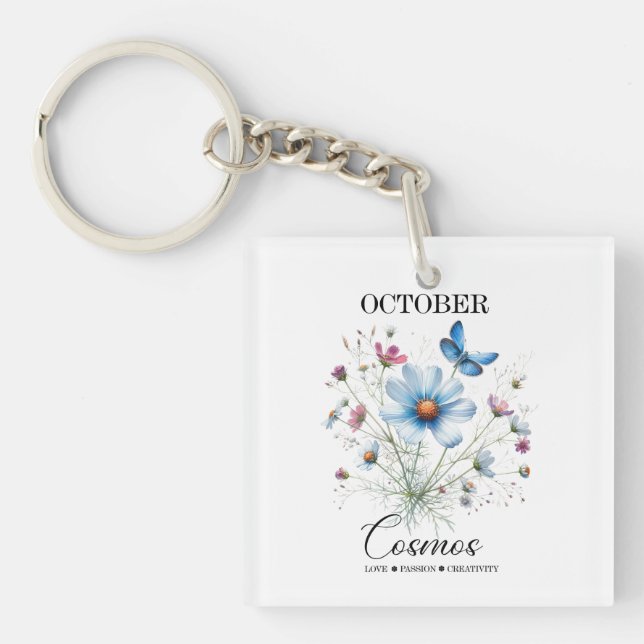 Llavero  Cosmic Bloom Charm October Birth Flower Keychain (Frente)