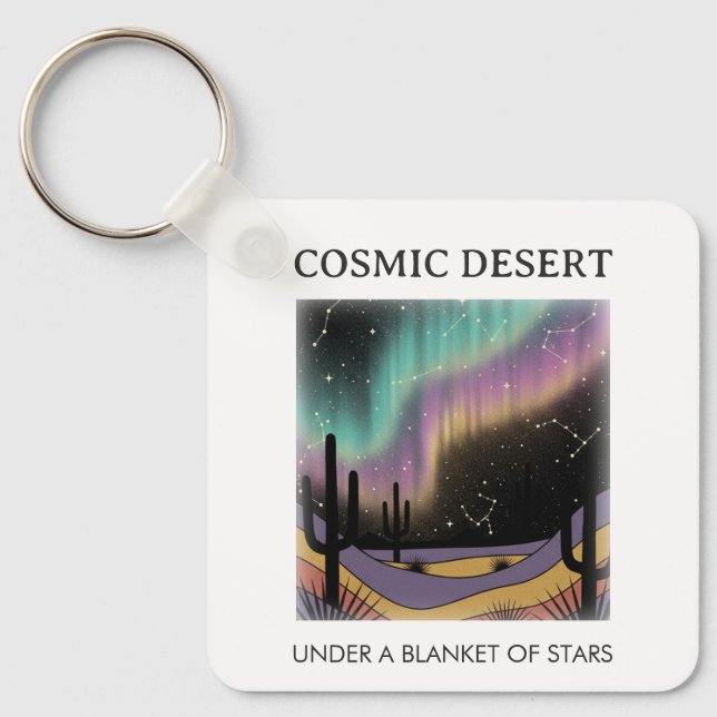 Llavero Cosmic Desert Aurora • Retro Western Night Sky (Anverso)