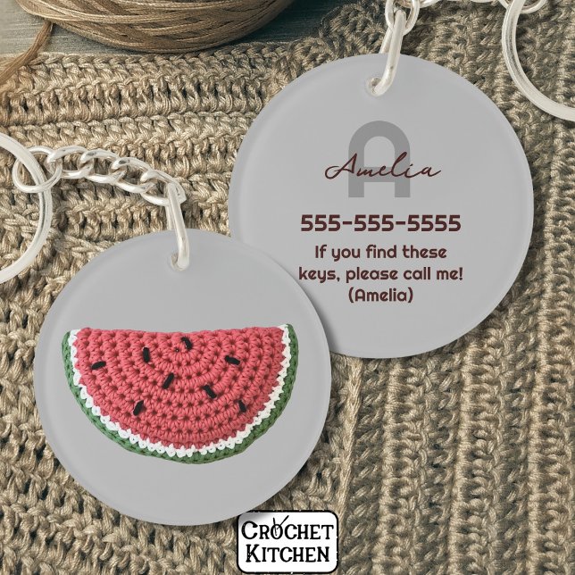 Llavero Cosmo Crochet Watermelon Fruto Monograma estético (Subido por el creador)