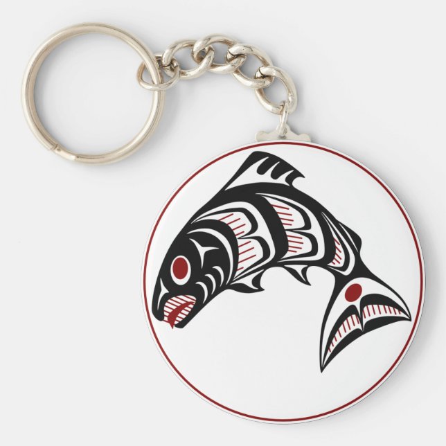 Llavero Costa del Pacífico Noroeste: arte Haida Salmon (Frente)