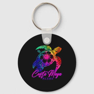 Llavero Costa Maya México Tie Dye Tortuga Hibisco Playa