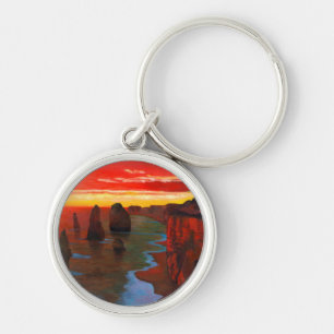 Llavero Costa rocosa en la puesta del sol