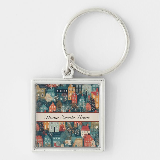 Llavero Cosy Hygge Village Nordic Folk Art, personalizado (Frente)
