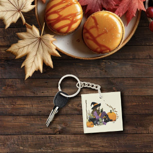 Llavero Cosy Witch Vibes Halloween Pumpkins Purple