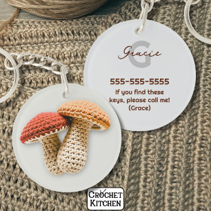 Llavero Coszy Cottagecore Crochet Mushroom Monograma