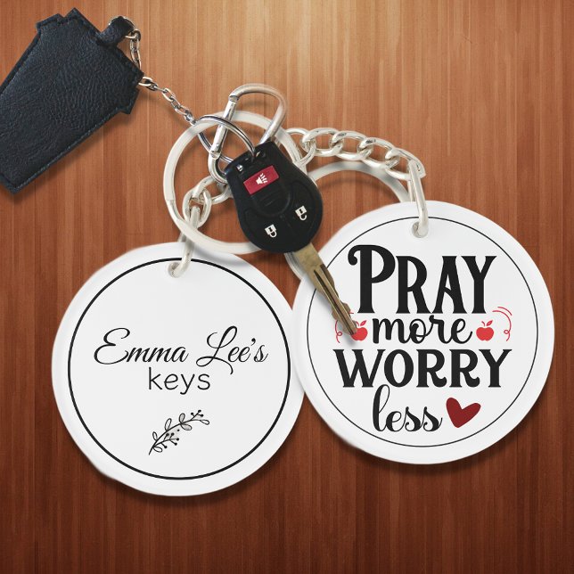 Llavero Cota personalizada de cita cristiana Rezar más Pre (Subido por el creador)