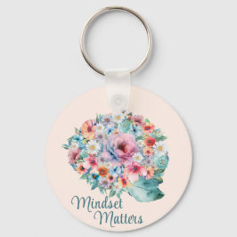 Llavero Cotización de Mentalidad Positiva del Cerebro Flor