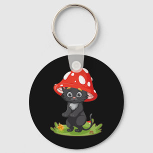 Llavero Cottagecore Black Cat Mushroom Chicas cuestas muje