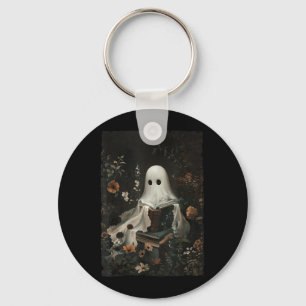 Llavero Cottagecore Fantasma Lectura Libro Floral Hallowee