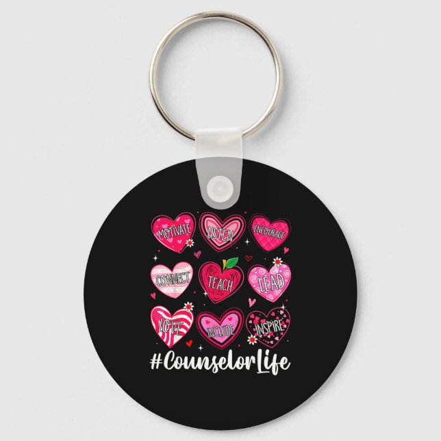 Llavero Counselor Life School Counseling Hearts School Val (Anverso)