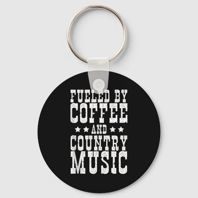 Llavero Country Music &amp; Coffee - Funny Quote Western M (Anverso)