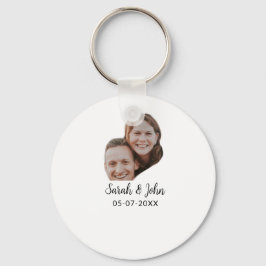 Llavero Couple face photo add name date simple wedding