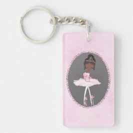 Llavero Couture Bailarina de Piel Oscura Rosa y Gris Niñas