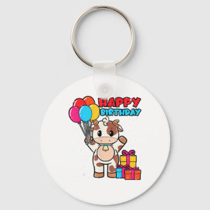 Llavero Cow Birday Balloon Thatleman Farmer Cute B
