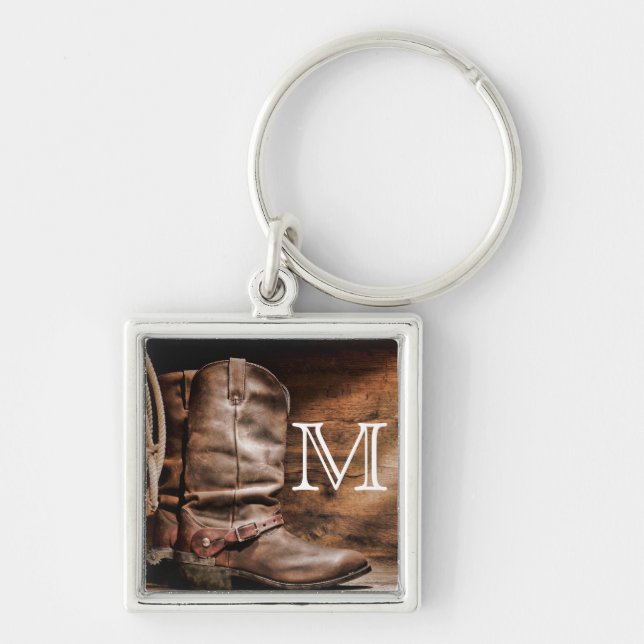 Llavero Cow Boy Boots Spur Country Rope Wood Key Chain (Frente)