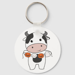 Llavero Cow Happy Halloween Calabaza Bat Costume Keychain