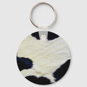 Llavero Cow Skin Fur Texture Black and White Customize