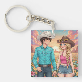 Llavero cowboy and cowgirl anime style