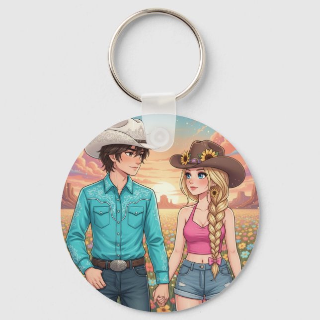 Llavero cowboy and cowgirl anime style (Anverso)