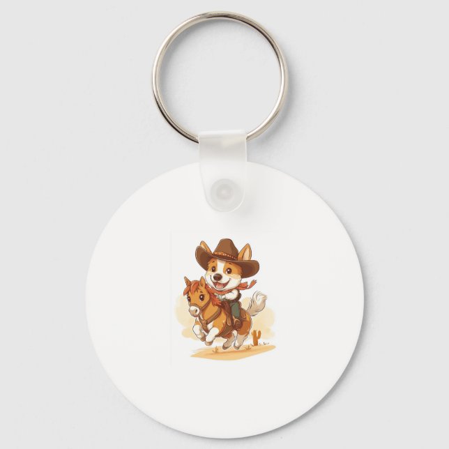 Llavero Cowboy Corgi � Oeste de Rodeo Perro (Anverso)