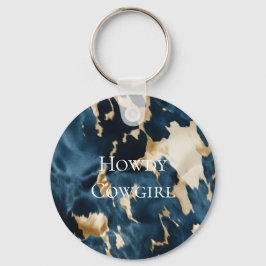 Llavero Cowboy Cowgirl Piel de vaca de Western Blue Cream 
