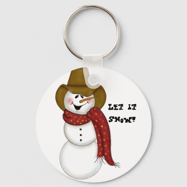 Llavero Cowboy De Arte Popular Cute Snowman (Anverso)