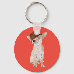 Llavero Cowboy lindo Chihuahua Perro Keychain