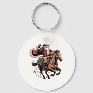 Llavero Cowboy Santa Claus montando a caballo Navidad 