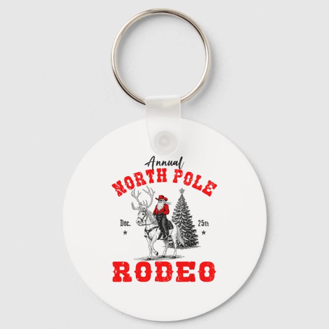 Llavero Cowboy Santa Riding Reindeer North Le Rodeo Christ (Anverso)