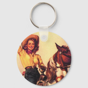 Llavero Cowgirl on Her Horse