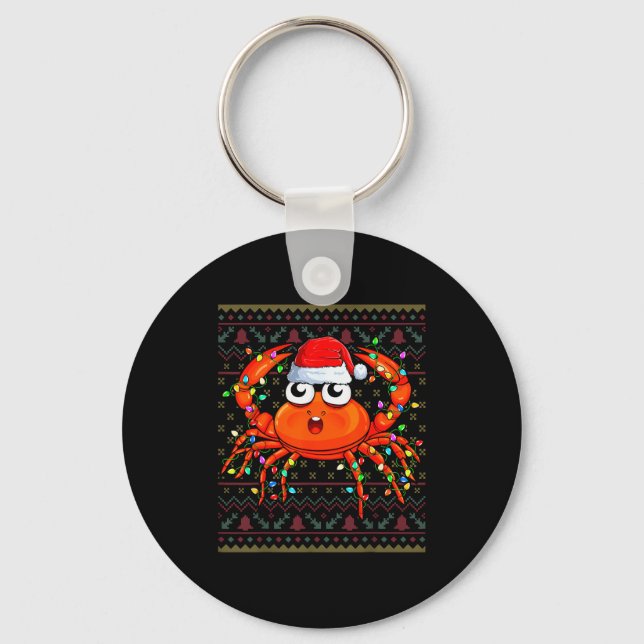 Llavero Crab Wearing Xmas Lights Santa Hat Crab Christmas  (Anverso)