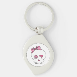 Llavero Cráneo accesorio del pelo (rosa del lazo)