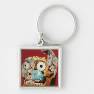 Llavero Cráneo adornado con un mosaico en turquesa