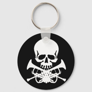 Llavero Cráneo con las trompetas como bandera pirata
