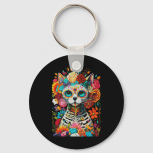Llavero Cráneo De Azúcar Cat De Los Muertos La Catrina Día