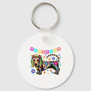 Llavero Cráneo de azúcar mexicano Dachshund Bone Halloween