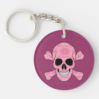 Llavero Cráneo De Camuflaje Rosa Y Cadena De Teclas De Los