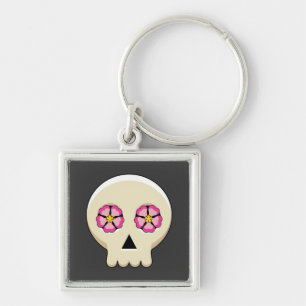 Llavero Cráneo de Gótico kawaii con flores