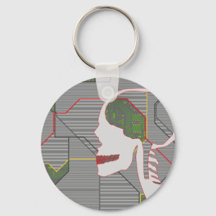 Llavero cráneo de logarita gris