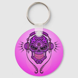 Llavero Cráneo del azúcar de DJ - púrpura