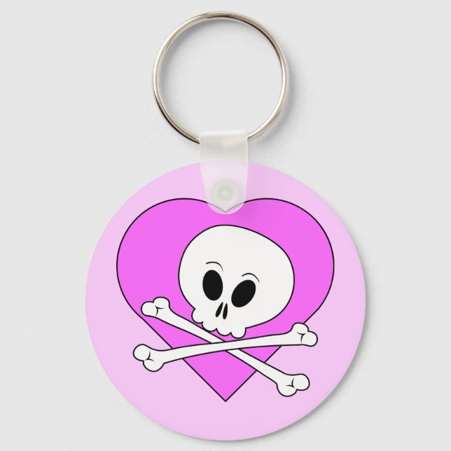 Llavero Cráneo del corazón rosado (Anverso)