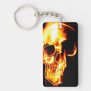 Llavero Cráneo en el fuego