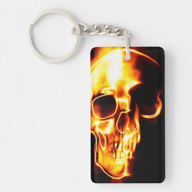 Llavero Cráneo en el fuego (Frente)