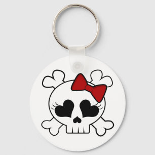 Llavero Cráneo femenino y bandera pirata