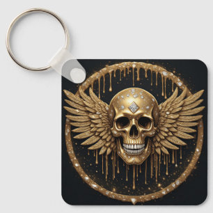 Llavero 💀 Cráneo y Alas Regalo Gótico Para Fans de Metal 