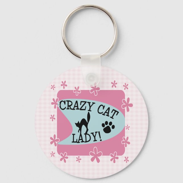 Llavero Crazy Cat Lady - Retro (Anverso)