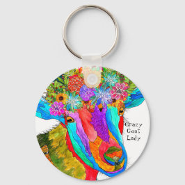 Llavero Crazy Goat Lady Goat Keychain