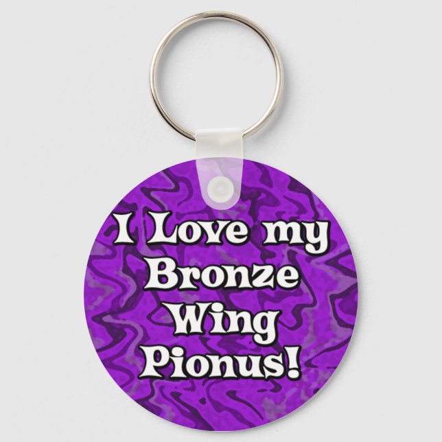 Llavero Crazy Purple Bronze Wing Pionus Keychain (Anverso)