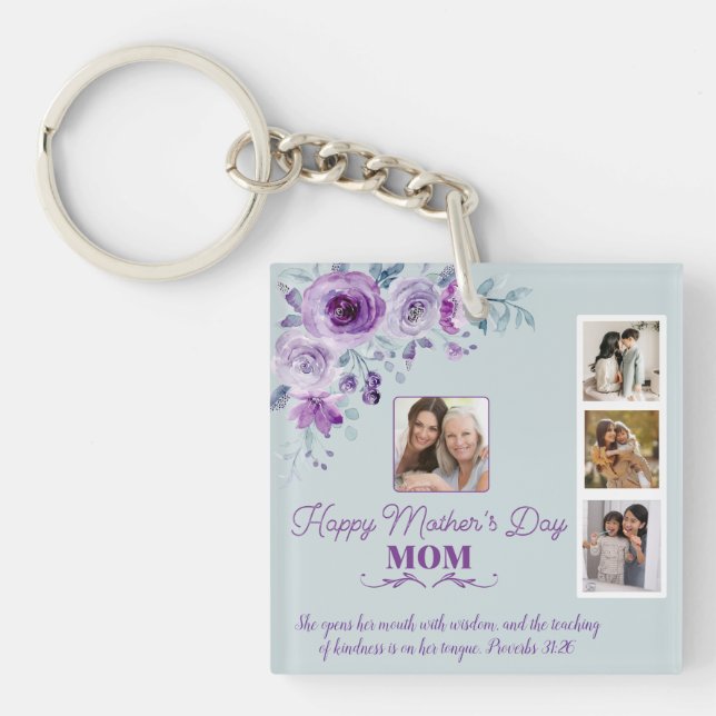 Llavero Crea tu propia floral de collage en el Día de la M (Frente)