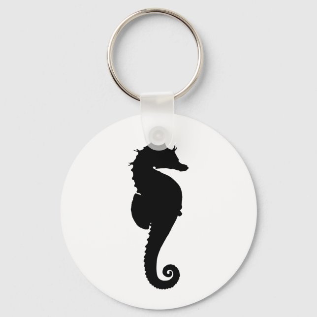 Llavero Crea tu propio caballito de mar blanco y negro (Anverso)